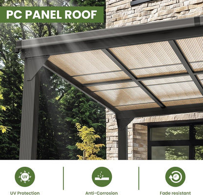 10 * 12FT Pergola,4 * 5 Inch Thickened Pillars & Enlarged Base,Outdoor Hardtop Lean to Gazebo,Wall Mounted Pergola,Pergolas Gazebos Clearance,Aluminum Frame Pergola,Uv Resistant Patio Roof