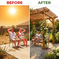 10 Ft. X 10 Ft. Traditional All Cedar Wood Outdoor Patio Pergola Shade Structure — Before & After