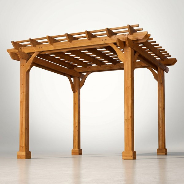 10 Ft. X 10 Ft. Traditional All Cedar Wood Outdoor Patio Pergola Shade Structure — Studio Shot