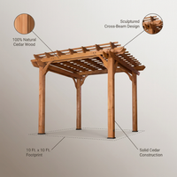 10 Ft. X 10 Ft. Traditional All Cedar Wood Outdoor Patio Pergola Shade Structure — infographic