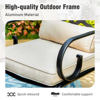 5-Piece Metal Outdoor Dining Set with Beige Cushions and Swivel Dining Chairs