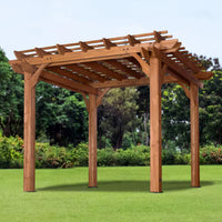 10 Ft. X 10 Ft. Traditional All Cedar Wood Outdoor Patio Pergola Shade Structure