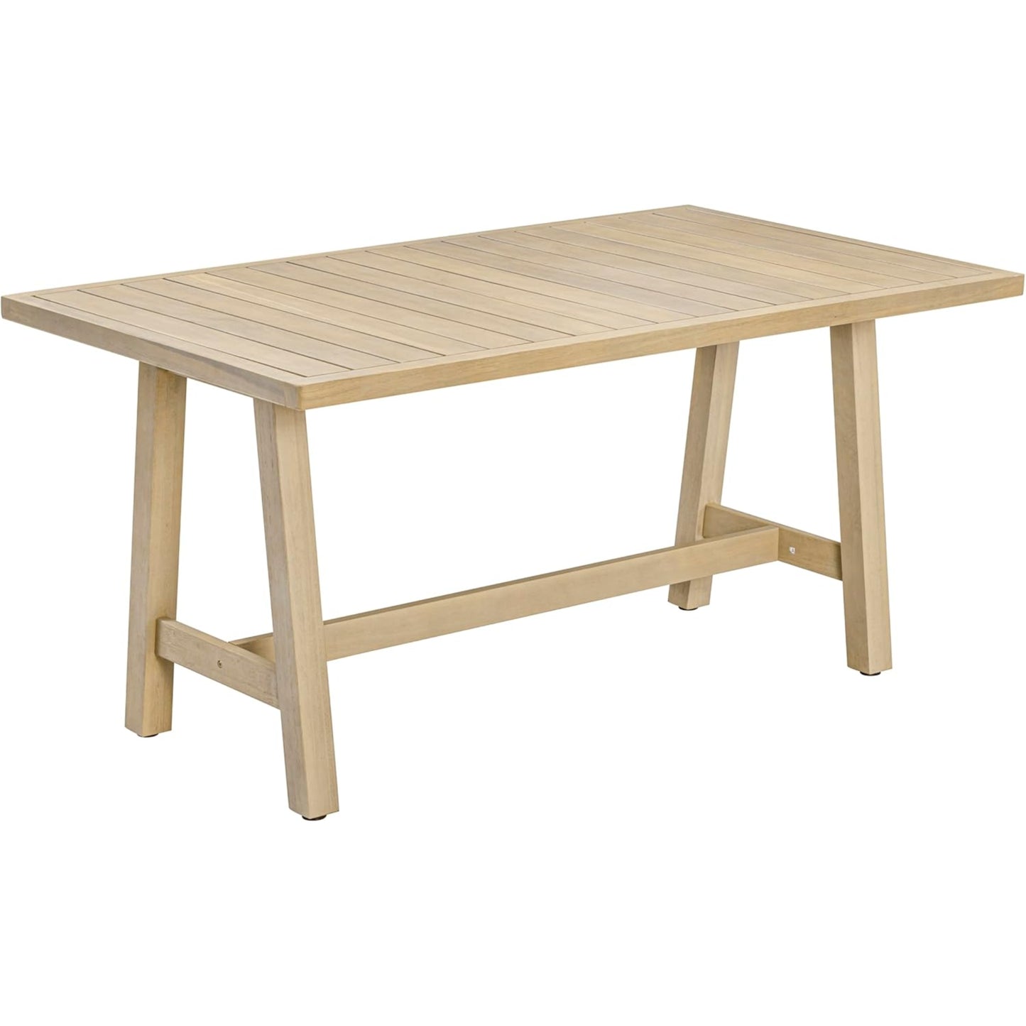 5-Piece Outdoor Dining Set, Solid Eucalyptus Wood Patio Furniture with Handwoven Rope Chairs, Weather-Resistant Cushions, Large Table for Backyard, Deck or Balcony, Natural Finish