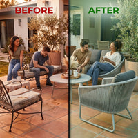 6-Piece Aluminum Patio Furniture Set, Olefin Rope Modern Outdoor Conversation Set Sectional Sofa with Water Repellent Thick Cushions and Coffee Table for Balcony, Garden, Light Grey — Before & After
