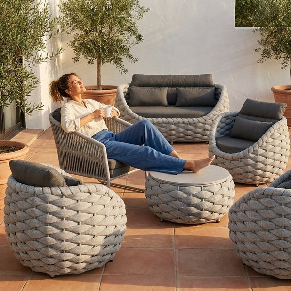 Aluminum Patio Furniture Set Built for Outdoor Living, Olefin Rope Weave, Water Repellent Cushions, 6-Piece