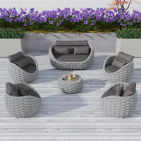 Aluminum Patio Furniture Set Built for Outdoor Living, Olefin Rope Weave, Water Repellent Cushions, 6-Piece