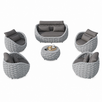 Aluminum Patio Furniture Set Built for Outdoor Living, Olefin Rope Weave, Water Repellent Cushions, 6-Piece