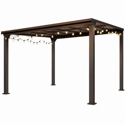 10 * 12FT Pergola,4 * 5 Inch Thickened Pillars & Enlarged Base,Outdoor Hardtop Lean to Gazebo,Wall Mounted Pergola,Pergolas Gazebos Clearance,Aluminum Frame Pergola,Uv Resistant Patio Roof