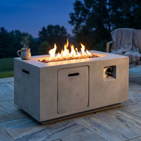 Concrete Outdoor Propane Fire Pit Table, 50,000 BTU Square Gas Fire Table with Adjustable Flame, Lava Rocks, Weather-Resistant Design, and Protective Cover for Patio, Deck, or Backyard — Studio Shot