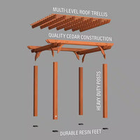 10 Ft. X 10 Ft. Traditional All Cedar Wood Outdoor Patio Pergola Shade Structure