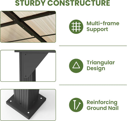 10 * 12FT Pergola,4 * 5 Inch Thickened Pillars & Enlarged Base,Outdoor Hardtop Lean to Gazebo,Wall Mounted Pergola,Pergolas Gazebos Clearance,Aluminum Frame Pergola,Uv Resistant Patio Roof